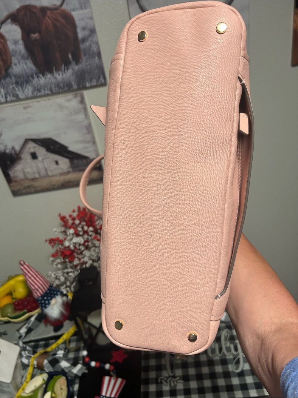 TUMI Blush Pink Varek Park Leather Tote/Laptop Bag with Adjustable Strap - Picture 10 of 16